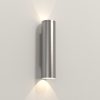 The Ava wall light is a modern style uplight/downlight with a simple cylindrical design and sleek brushed stainless steel finish. IP44 rated and suitable for outdoor use, even in coastal environments.