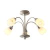 The Petal ceiling light features 5 arching arms in satin chrome, complete with matt opal glass flower shaped shades.