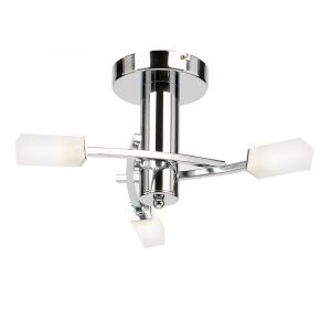 The Havana ceiling light has 3 decoratively entwined polished chrome arms complete with 3 frosted glass shades.