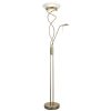The Monaco floor light features an elegant design with beautiful twisting arms supporting the uplight alongside an additional adjustable reading lamp. Easy-to-reach dual rotary dimmer switches are placed centrally on the light stand. Finished in antique brass.