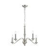 The Astaire pendant light blends classic styling with modern flair with this five light chandelier. Features a satin nickel finish.