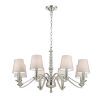 The Astaire pendant light blends classic styling with modern flair with this eight light chandelier. Features a satin nickel finish and natural cotton shades.