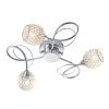The Aherne ceiling light has 3 curved arms in a polished chrome finish ending in mesh shades encrusted with clear glass beads.