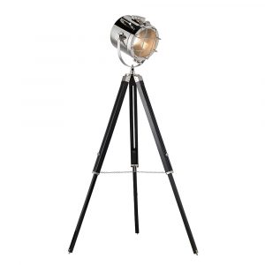 The Nautical floor light features a tripod design with matt black stained wooden legs and a nautical style lamp head in a polished nickel finish. The lamp is adjustable 360° and the legs are also height adjustable. Complete with inline foot switch and 1.8m black cable.
