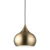 The Brosnan pendant light features a soft, curvaceous design with an integrated 18w LED and white diffuser in a matt antique brass finish. The black cable suspension is height adjustable.