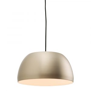 The Connery pendant light features a modern design with a smooth steel shade in either a matt nickel finish. The black cable suspension is height adjustable for easy fitting.