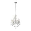 The Tabitha pendant light is IP44 rated and features a 5 light chandelier finished in chrome with clear crystal glass detail and droplets.