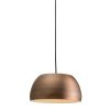 The Connery pendant light features a modern design with a smooth steel shade in either a matt bronze finish. The black cable suspension is height adjustable for easy fitting.