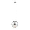 The Paloma pendant light features a minimalist spherical design with a clear, ribbed glass shade in a chrome finish.