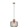 The Nicola pendant light features an industrial style design with delicate, rectangular wire cage with an antique copper finish.