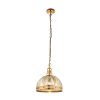 The Vienna half pendant light features a half spherical shade with decorative brass metalwork and beautiful mercury glass with marbled surface.