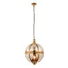 The Vienna sphere pendant light features a globe shade with decorative brass metalwork and beautiful mercury glass with marbled surface. This fitting is ⌀41cm in diameter.