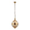 The Vienna sphere pendant light features a globe shade with decorative brass metalwork and beautiful mercury glass with marbled surface. This fitting is ⌀30.5cm in diameter.