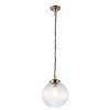 The Brydon pendant light features a clear ribbed glass globe suspended by antique brass chain suspension. This fitting is ⌀25cm in diameter.