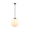 The Brydon pendant light features an opal ribbed glass globe suspended by antique bronze chain suspension. This fitting is ⌀35cm in diameter.