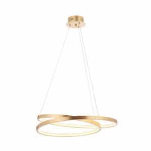 The Scribble pendant light features a single, continuous looping ring in a beautiful gold leaf finish with integrated 33w LED.