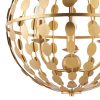 Close up of the Alvah pendant light's decorative circle cut outs in gold leaf finish.