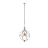 The Vienna sphere pendant light features a globe shade with decorative bright nickel metalwork and clear glass. This fitting is ⌀30.5cm in diameter.