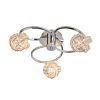 The Talia ceiling light features 3 looping arms in polished chrome, each supporting clear, glass crystal hoops which are interwoven together.
