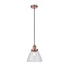 The Hansen wall light is an industrial style light in antique copper with ridged lampholder and clear glass shade.
