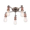 The Hal ceiling light features an industrial design finished in aged copper with 5 adjustable knuckles and knurled lamp holders that are compatible with LED lamps.