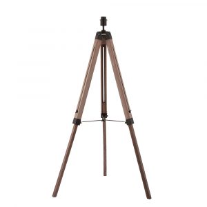 The Bennett floor light (base only) features a tripod design with three adjustable natural wooden legs and chrome finished detailing.