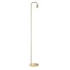 The Rubens floor light features a simple, modern design with an exposed lamp in a brushed brass finish.