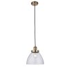 The Hansen wall light is an industrial style light in antique brass with ridged lampholder and clear glass shade.