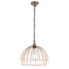 Shows the Jericho pendant shade on a cable set. The shade features an urban feel with a double tier design in copper plate wire.