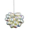 Close up of the Infinity pendant light which features a cluster of iridescent, bubble-like glass shades that cast beautiful patterns of light.