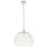 Shows the Jericho pendant shade on a cable set. The shade features an urban feel with a double tier design in matt white wire.