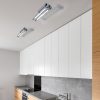 Shows two of the smaller version of the Harper ceiling light installed in a contemporary kitchen.
