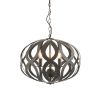 The Sirolo pendant light features overlapping abstract waves finished in antique brushed bronze enclosing 3 lamps.