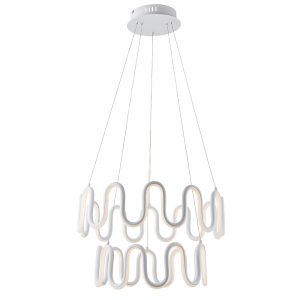 The Cern pendant light is a modern double tiered fitting with integrated LED in a textured white finish. Features an abstract, uniformly wavy design.