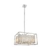 The Acadia pendant light features high quality bevelled glass crystals enclosed in a polished chrome frame with 6 lamps.