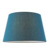 The Evie lampshade features a contemporary, tapered design. ø14 inches with teal cotton fabric, rolled edges, and reversible gimbal so that the shade can be used for a table lamp or pendant.