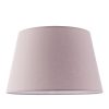 The Evie lampshade features a contemporary, tapered design. ø14 inches with pink cotton fabric, rolled edges, and reversible gimbal so that the shade can be used for a table lamp or pendant.