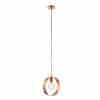 The Hoop pendant light features a modern hanging hoop with a brushed copper plated finish. The hoop encompasses the lamp which is fitted centrally.