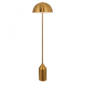 The Nova floor light features a simple, modern design with a half spherical lampshade and a highly polished antique brass finish. Complete with inline foot switch.