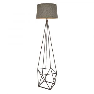 The Apollo floor light features angled metal rods which come together to create a beautiful design inspired by geometry. The aged copper finish pairs perfectly with the included grey fabric shade. Complete with inline foot switch.
