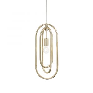 The Meera pendant light features a beautiful design with an antique silver leaf finish with an adjustable drop. The curved ovals overlap one another to form an elegant cage around the lampholder.