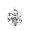 The Muni pendant light features a striking spherical design with metal arms in chrome. A mix of chrome and clear spheres hang from the fitting at various heights. This fitting measures ⌀48cm in diameter.