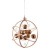 The Muni pendant light features a striking spherical design with metal arms in copper. A mix of copper and clear spheres hang from the fitting at various heights. This fitting measures ⌀48cm in diameter.