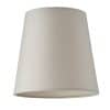The Endon Grace 6 inch lampshade features a tapered, cylindrical design in white silk fabric.