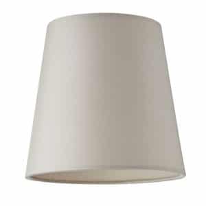 The Endon Grace 6 inch lampshade features a tapered, cylindrical design in white silk fabric.