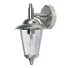 The Klien wall light is an outdoor downlight lantern constructed from stainless steel and polycarbonate, and has a clear vandal resistant diffuser.