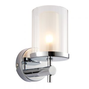 The Britton ceiling light features a modern and clean design. Finished in chrome effect plate with a clear, ridged cylindrical glass shade.