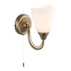 The Haughton wall light features an arched arm finished in antique brass, complete with an opal glass shade.
