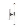 The Essence wall light features a double cylindrical light installed vertically with a bubble-effect clear acrylic shade and smart chrome base.