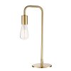 The Rubens table light has a simple rectangular design with an exposed lamp in a polished brass finish.